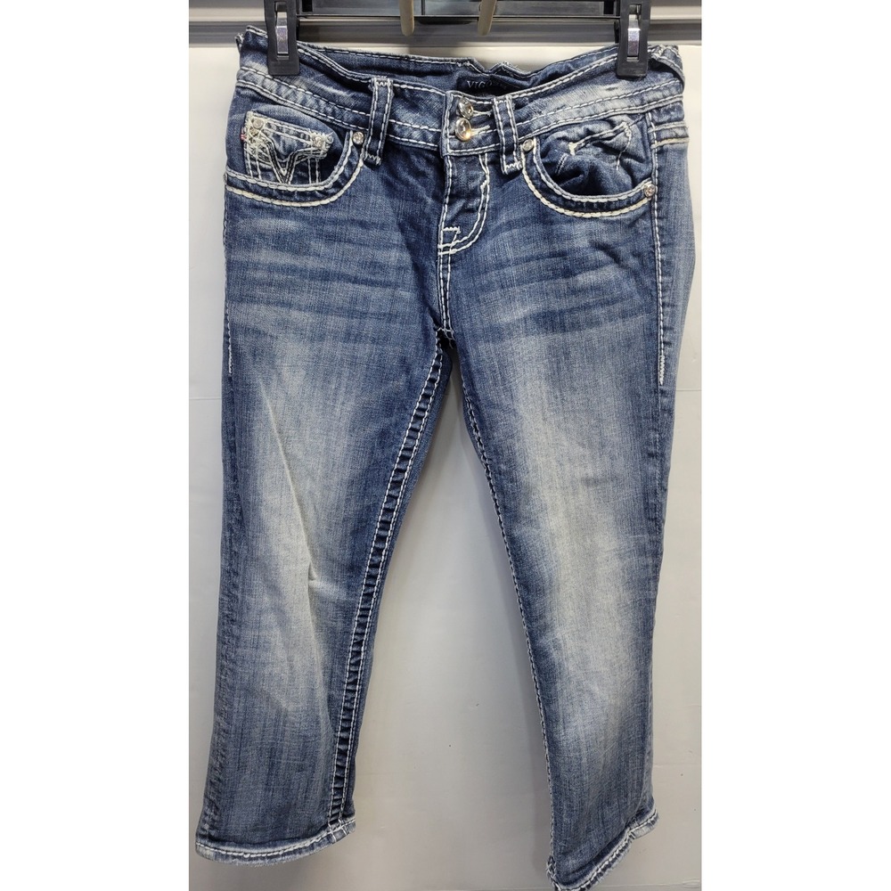 Y2K Vigoss‎ Womens Blue Embellished Pocket Crop Jeans Size 3